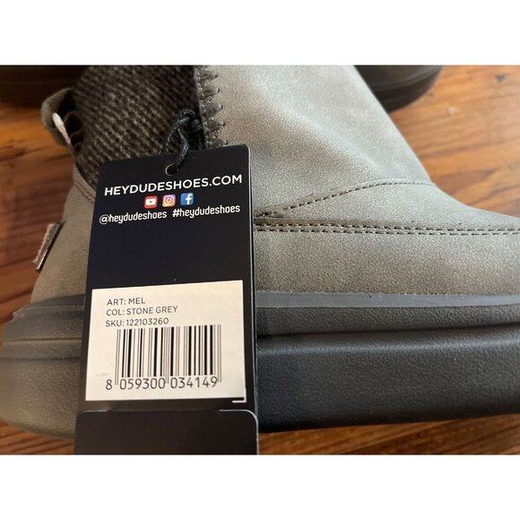 Hey Dude Women Lightweight Boot Mel Suede Stone Grey US 6 EU 37 New With Tag - Picture 2 of 3